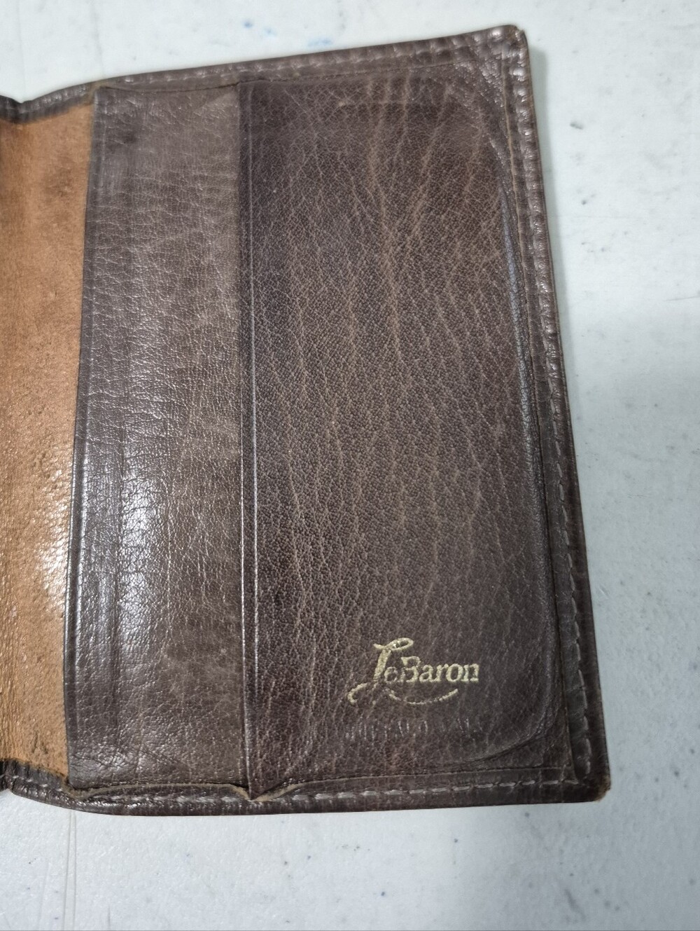 Vintage LeBaron Brown Leather Bifold Wallet Buffalo Calf Skin OS. Quiet Luxury.